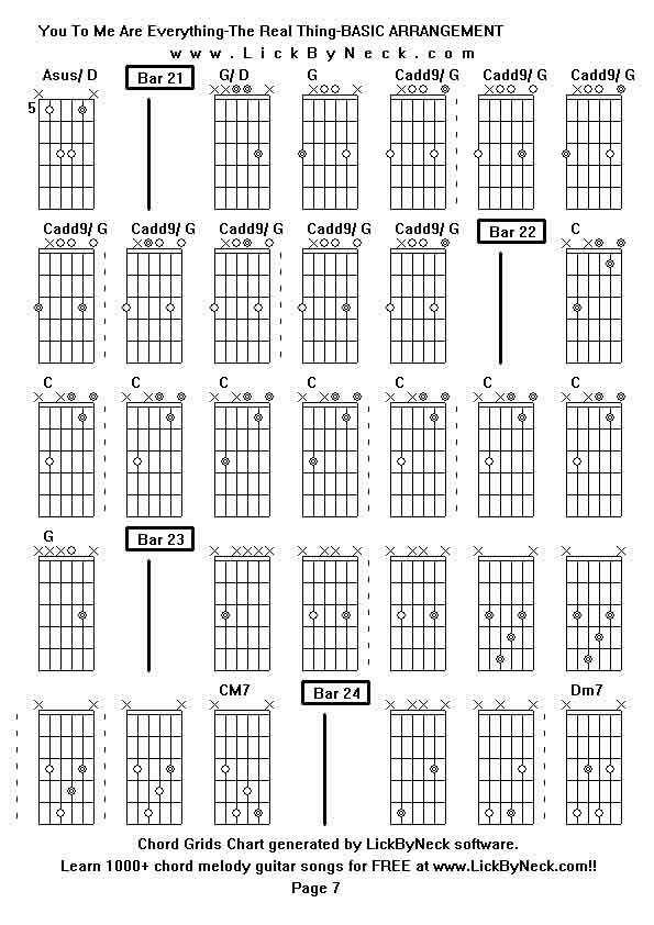 Chord Grids Chart of chord melody fingerstyle guitar song-You To Me Are Everything-The Real Thing-BASIC ARRANGEMENT,generated by LickByNeck software.